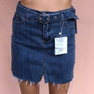 Papaya Denim Skirt with Belt